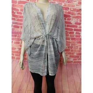 Bergdorf Goodman  Alice & Olivia VTG Gray Silk Kimono Top Sheer Fits S/M/L #CB8